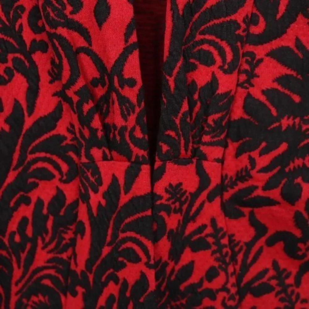 Christopher & Banks Cardigan Jacket Red Black Damask Petite Medium‎ PM